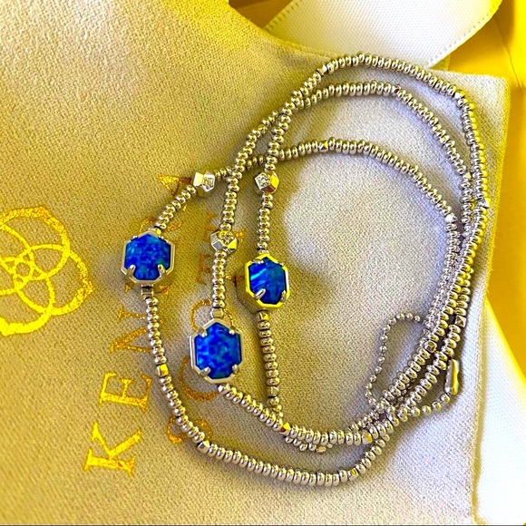 Kendra Scott Jewelry - Tomon Silver Bracelet with Three Royal Blue Kyocera Opals